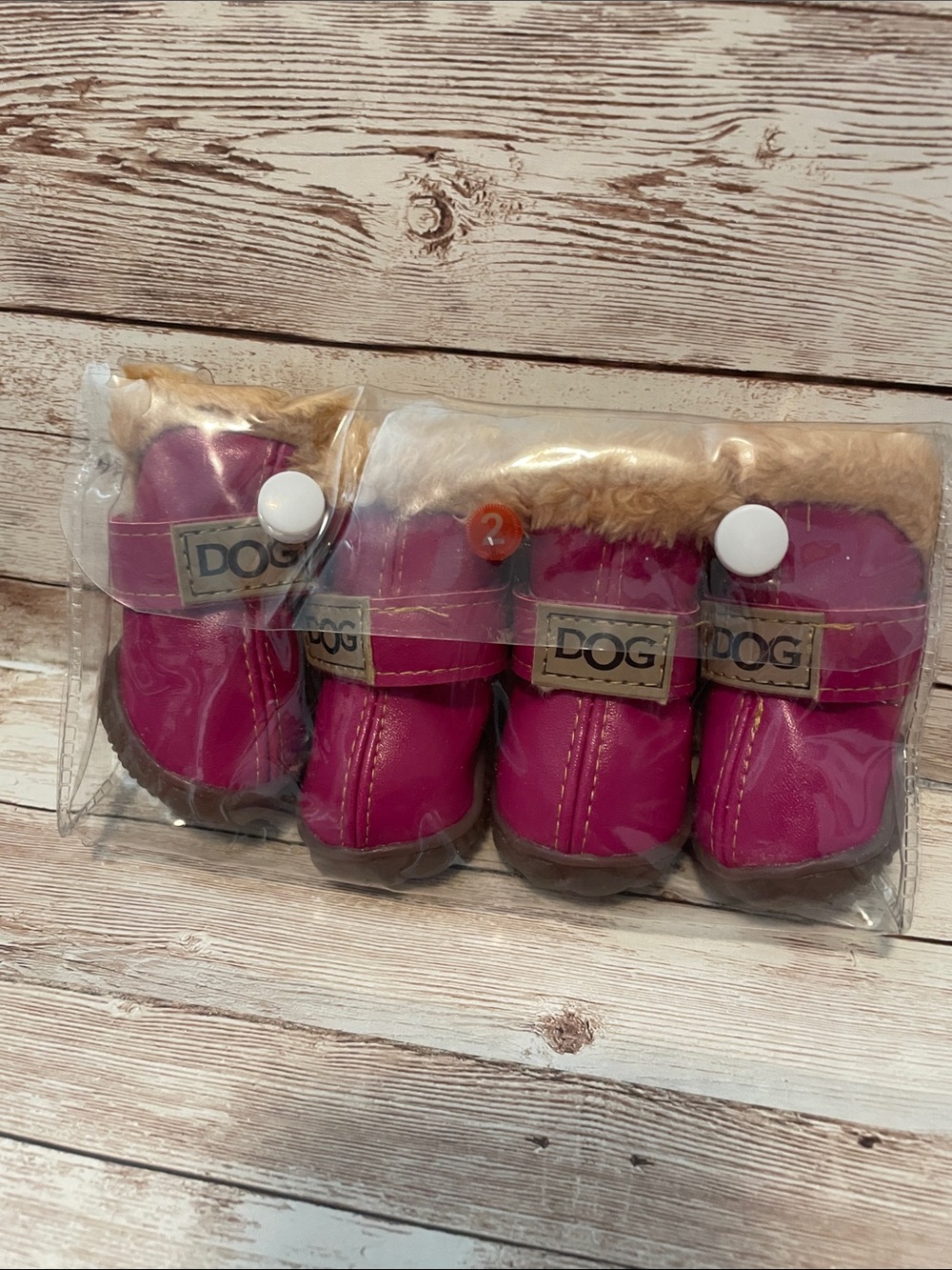 Pink Faux-Fur Lined Dog Boots - Set of 4